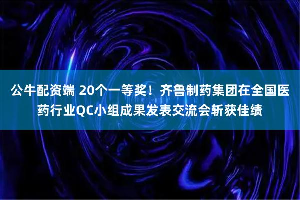 公牛配资端 20个一等奖！齐鲁制药集团在全国医药行业QC小组成果发表交流会斩获佳绩